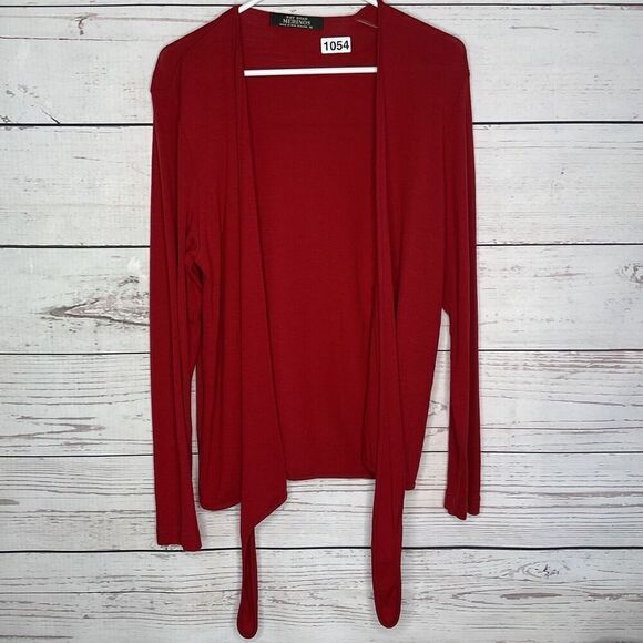 Bay Road‎ Merinos Womens L-16 Open Tie Front Cardigan Sweater Red New Zealand - Picture 4 of 9